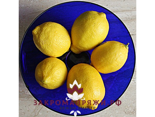КАМЕШКИ ХЛОПОК РОССИЯ -лимон на синем